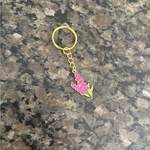 2 inch Pink Floral Enamel Keychain